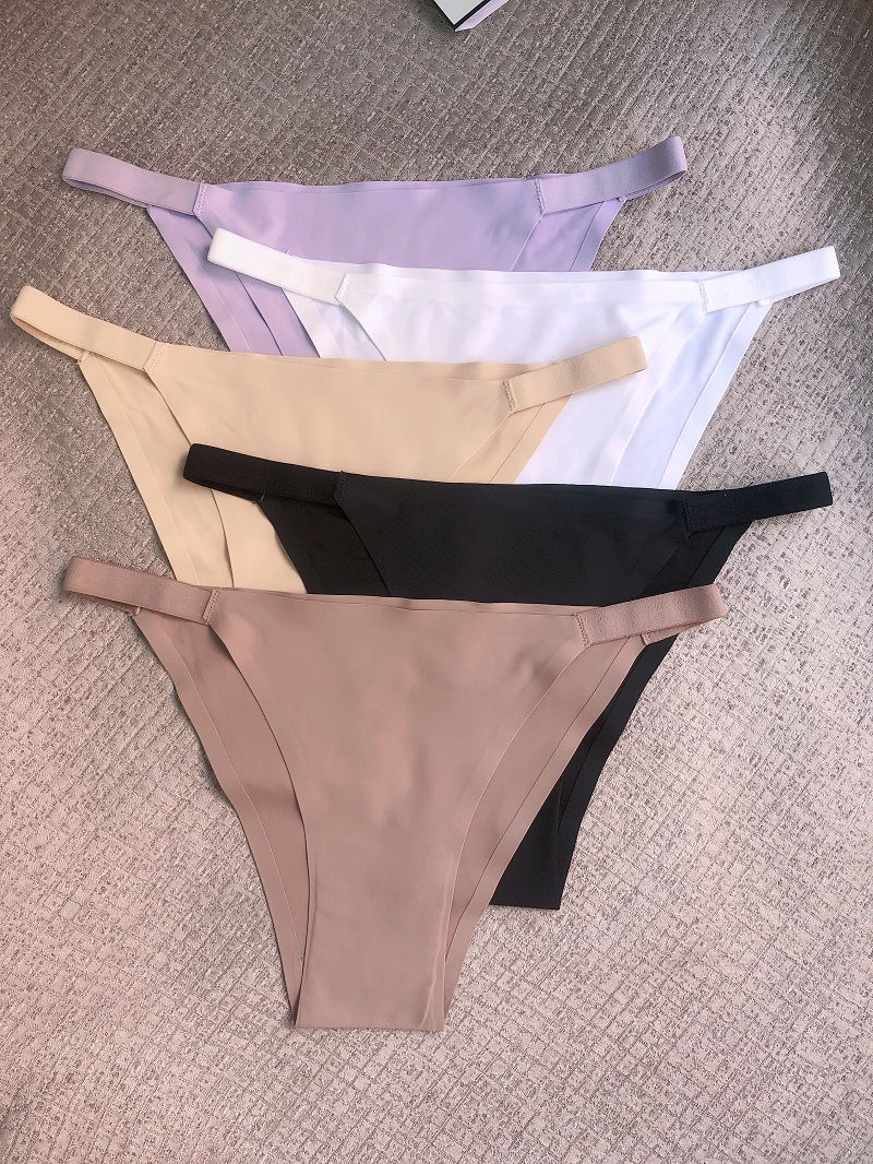 Thumbnail: 5pcs Women's Low-Rise Bikini Underwear - Solid Color Full Coverage Triangle Brie