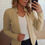 Thumbnail: Women's Elegant Solid Color Long Sleeve Cardigan Jacket - Open Front H-Silhouett