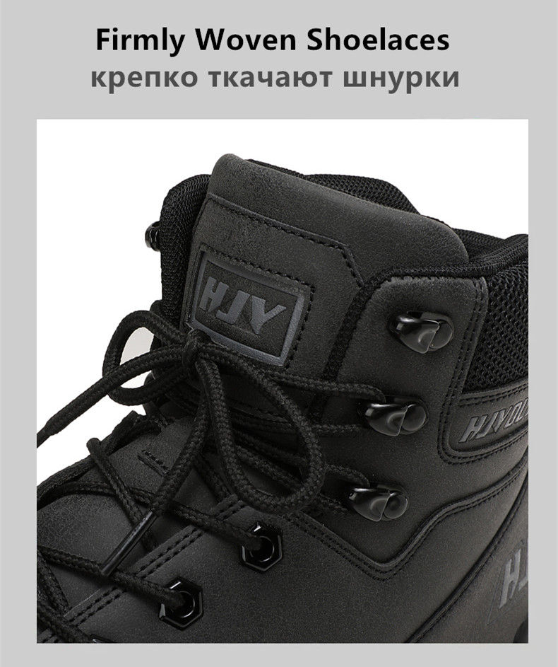 Thumbnail: High-Top Leather Men's Boots Breathable Desert Combat Boots Outdoor Non-slip Hik