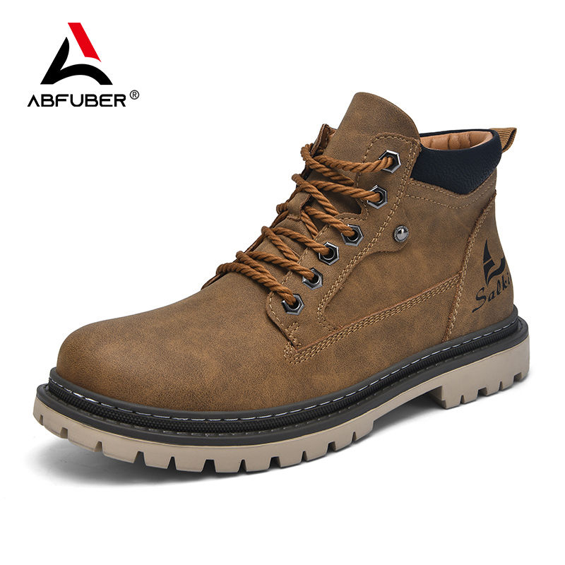 Thumbnail: Handmade Men Boots Ankle Winter Leather Shoes Autumn Outdoor Hiking Boots Sneake