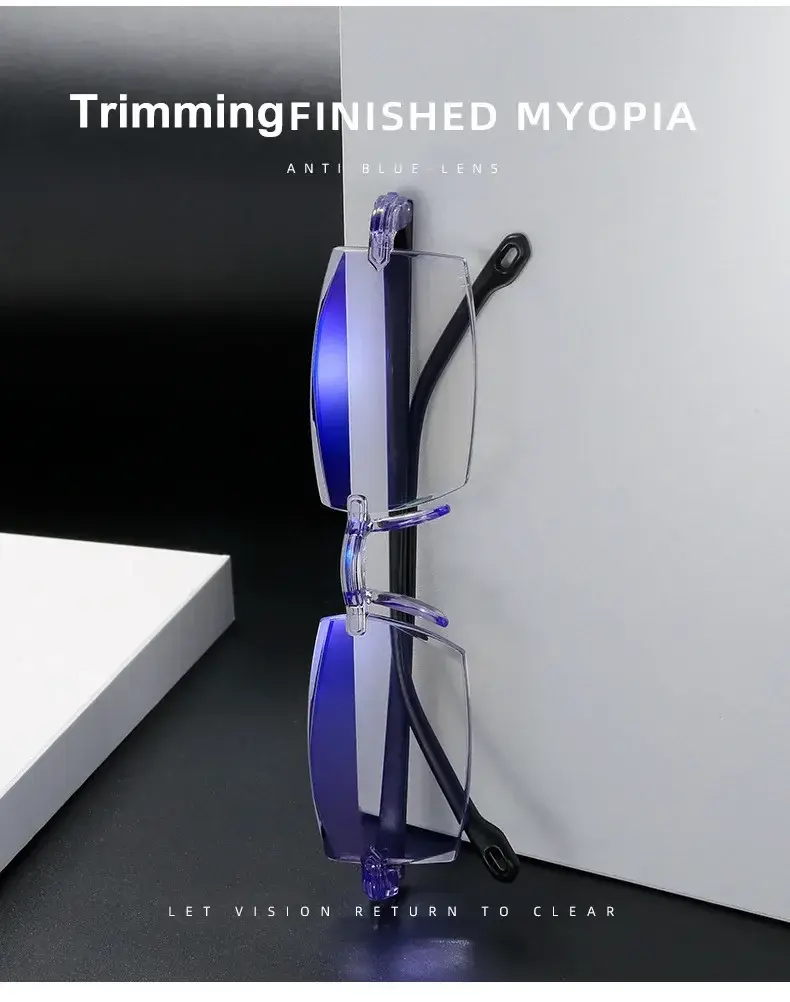 Thumbnail: Reading Glasses 0 -1.0 To -4.0 Myopia Glasse Rimless Anti Blue Light Men Myopia 