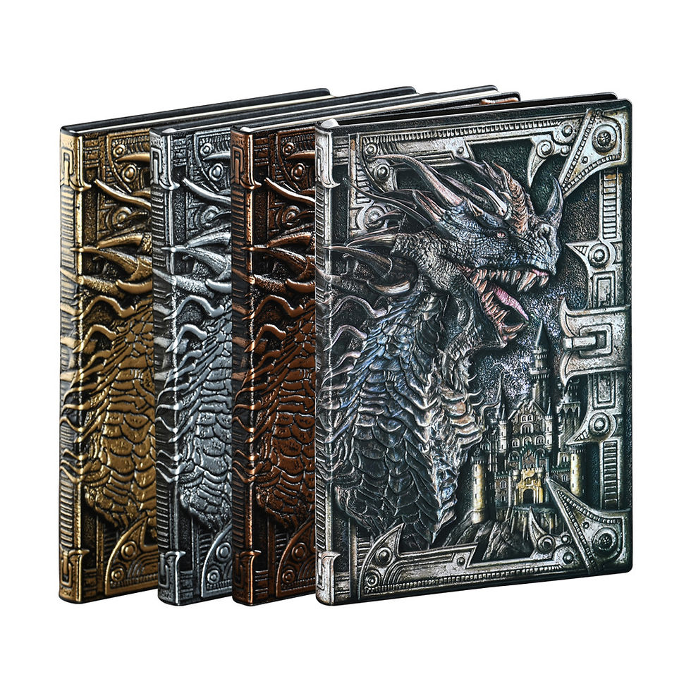 Thumbnail: AOXUNDIY Embossed Dragon Journal Notebook, Animal Theme Plain Ruling Writing Pad