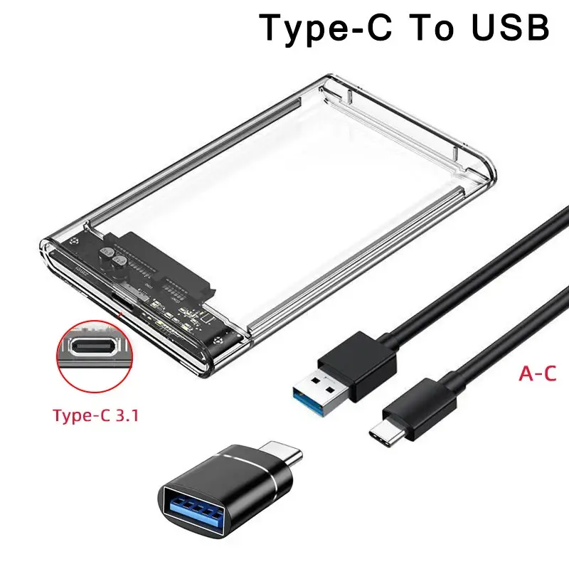 Thumbnail: USB 3.0/Type C to SATA III Hard Disk Case for 2.5 inch HDD SSD External Hard Dri