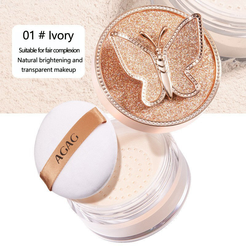 Thumbnail: AGAG Butterfly-Themed Loose Powder - Lightweight, Oil-Control, Waterproof & Swea