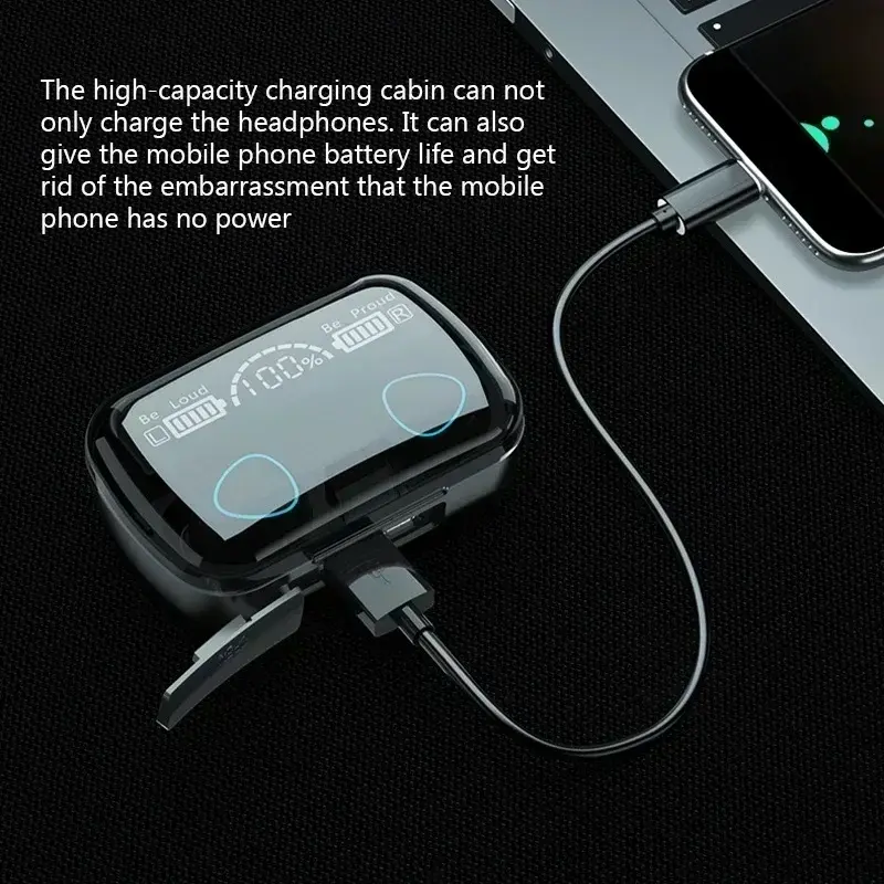 Thumbnail: M10 Bluetooth Earphones Handfree LED Dispay Bluetooth Headphones HiFi Stereo Mus