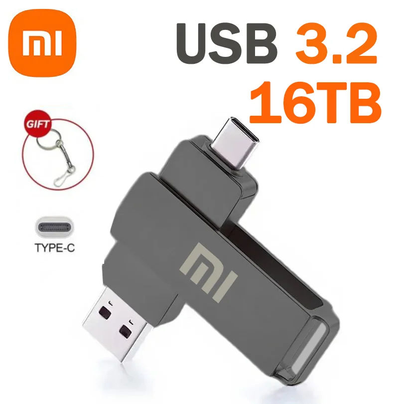 Thumbnail: Xiaomi USB 3.2 16TB USB Flash Drive Memory Type-C 2-In-1 8TB 4TB OTG Pendrive 2T