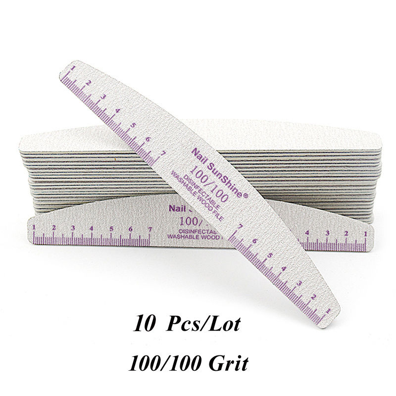 Thumbnail: 10pcs Nail Files & Buffers Set, Half-Moon Shape, Synthetic Paper Sandpaper, Non-