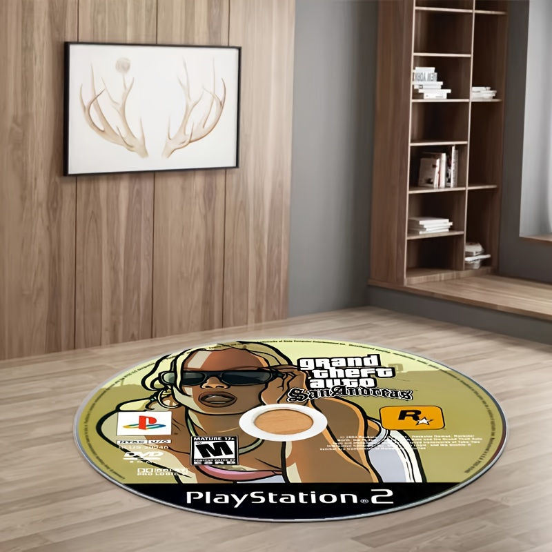 Thumbnail: Grand Theft Auto San Andreas PlayStation 2 Inspired Round Area Rug - Machine Was