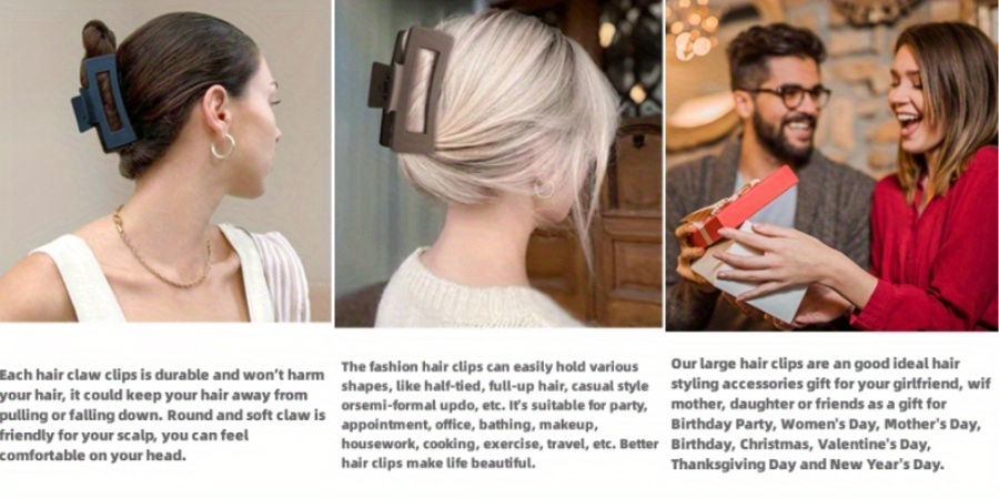 Thumbnail: Multicolor Large Thick Acrylic Hair Clip Rectangle Hairclip Long Hair Resin Claw