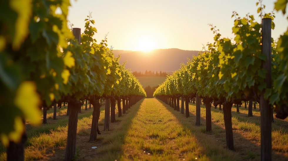 Eye-level view of a vineyard in Napa Valley, California