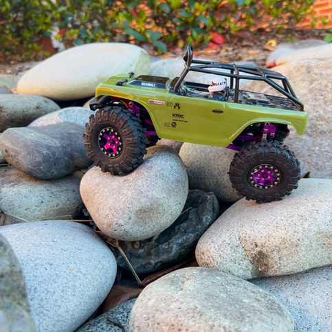 Green RC Car Rock Climbing