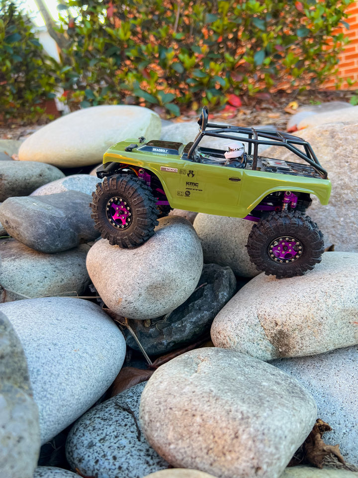 Green RC Car Rock Climbing