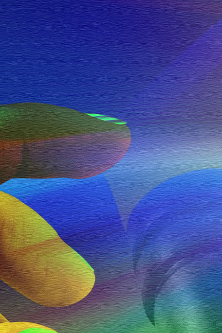 Close-up detail of the artwork, highlighting its layered textures, colours and geometric elements.