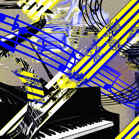 Part one of the five-piece jazz series, this work channels the breath and fire of the saxophone. Sound and rhythm fracture into layers—shards of gold and blue, colliding yet balanced. Despite the chaos, it breathes, alive with swing. Printed on Dibond, the tones deepen, the industrial surface amplifying its edge. A tribute to jazz — untamed energy shaped into music.
