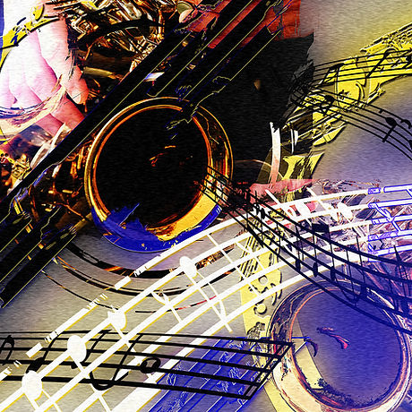 Part one of the five-piece jazz series, this work channels the breath and fire of the saxophone. Sound and rhythm fracture into layers—shards of gold and blue, colliding yet balanced. Despite the chaos, it breathes, alive with swing. Printed on Dibond, the tones deepen, the industrial surface amplifying its edge. A tribute to jazz — untamed energy shaped into music.