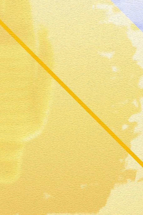 Close-up detail of the artwork, highlighting its layered textures, colours and geometric elements.