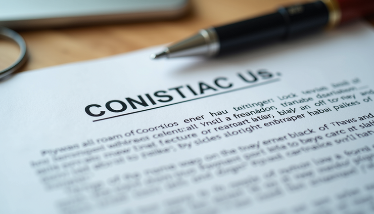 Close-up view of a contract with highlighted terms and conditions