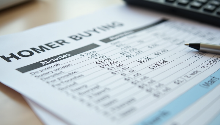 Close-up view of a printed budget worksheet with handwritten notes and calculations