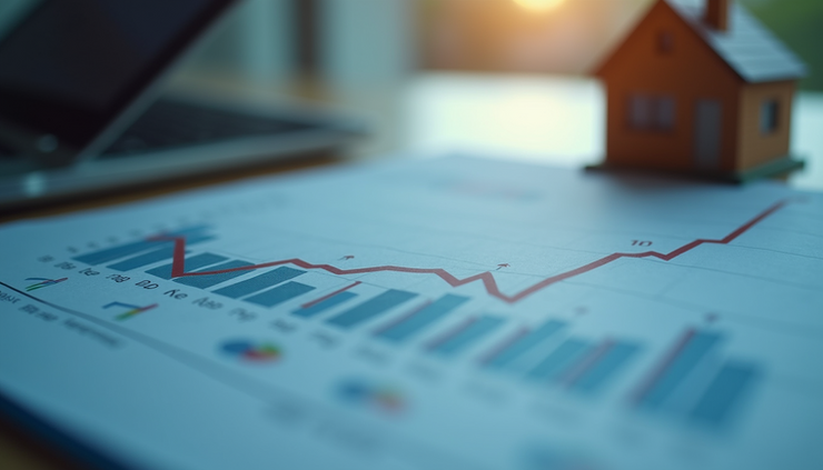 Close-up view of a mortgage rate chart showing rising interest rates