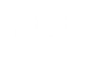 white icon of person with hands in the air symbolizing health benefits