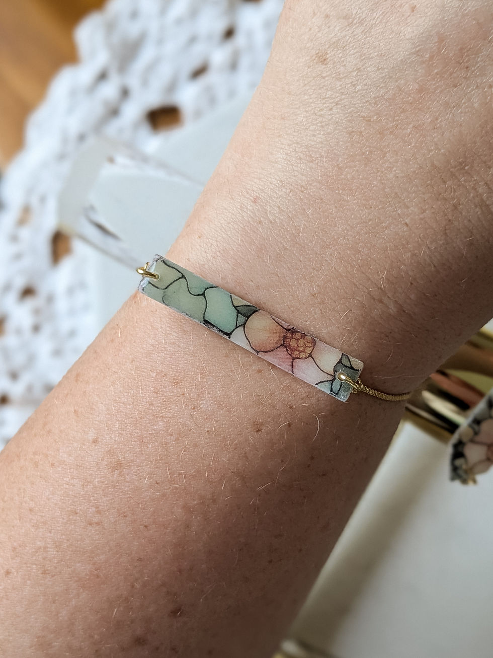 Thumbnail: Stained Glass Print Adjustable Bracelets 
