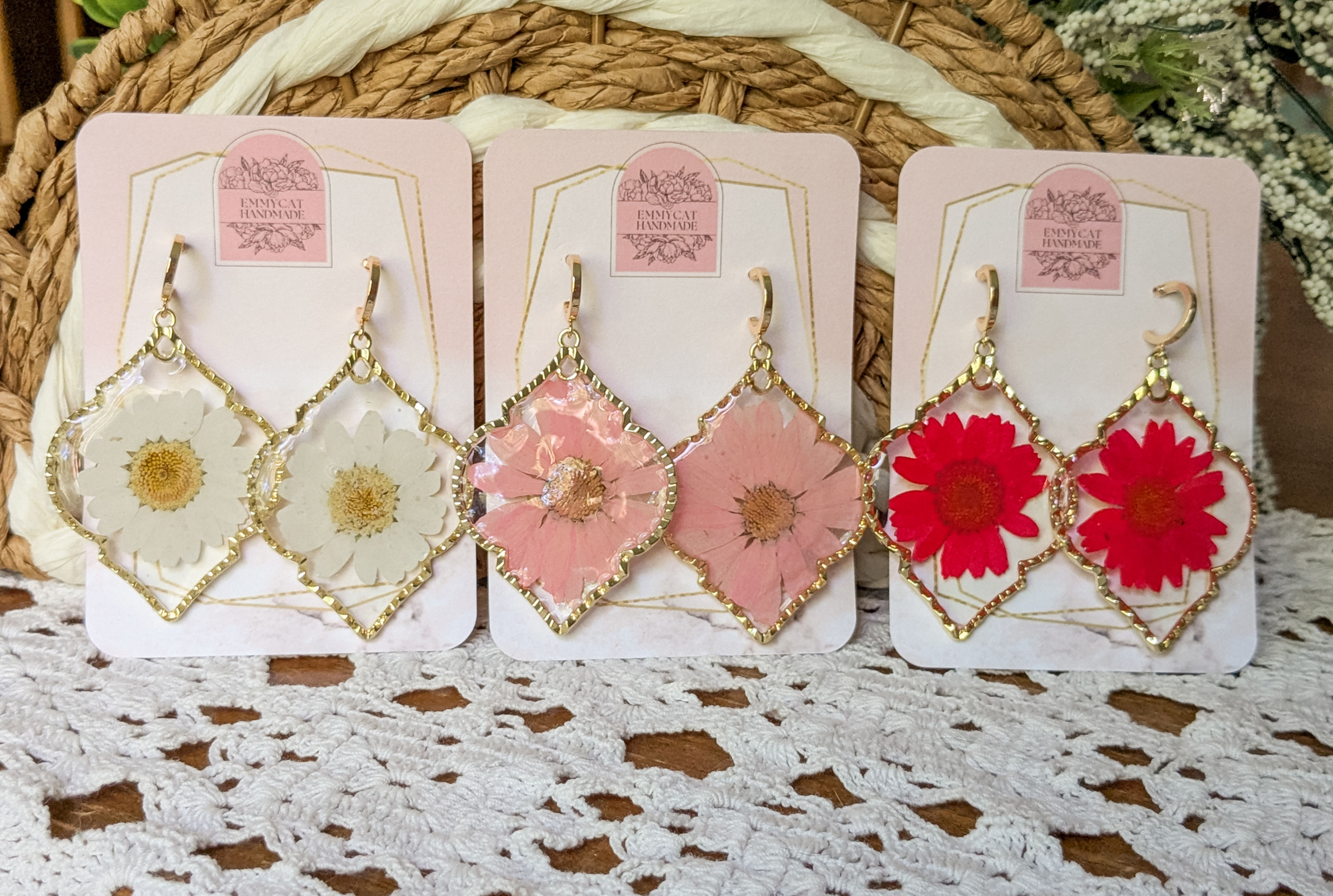 Pressed Daisy Statement Earrings 