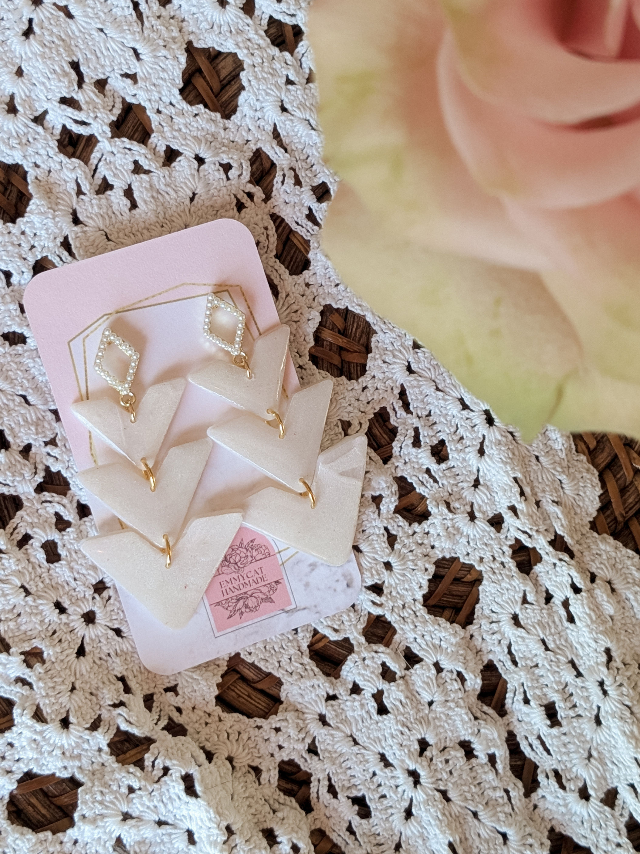 Stacked Angles Pearlescent Earrings 