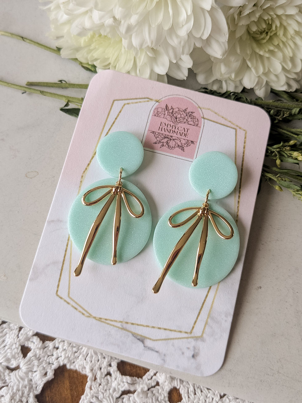 Thumbnail: Gold Bow Charm Earrings 