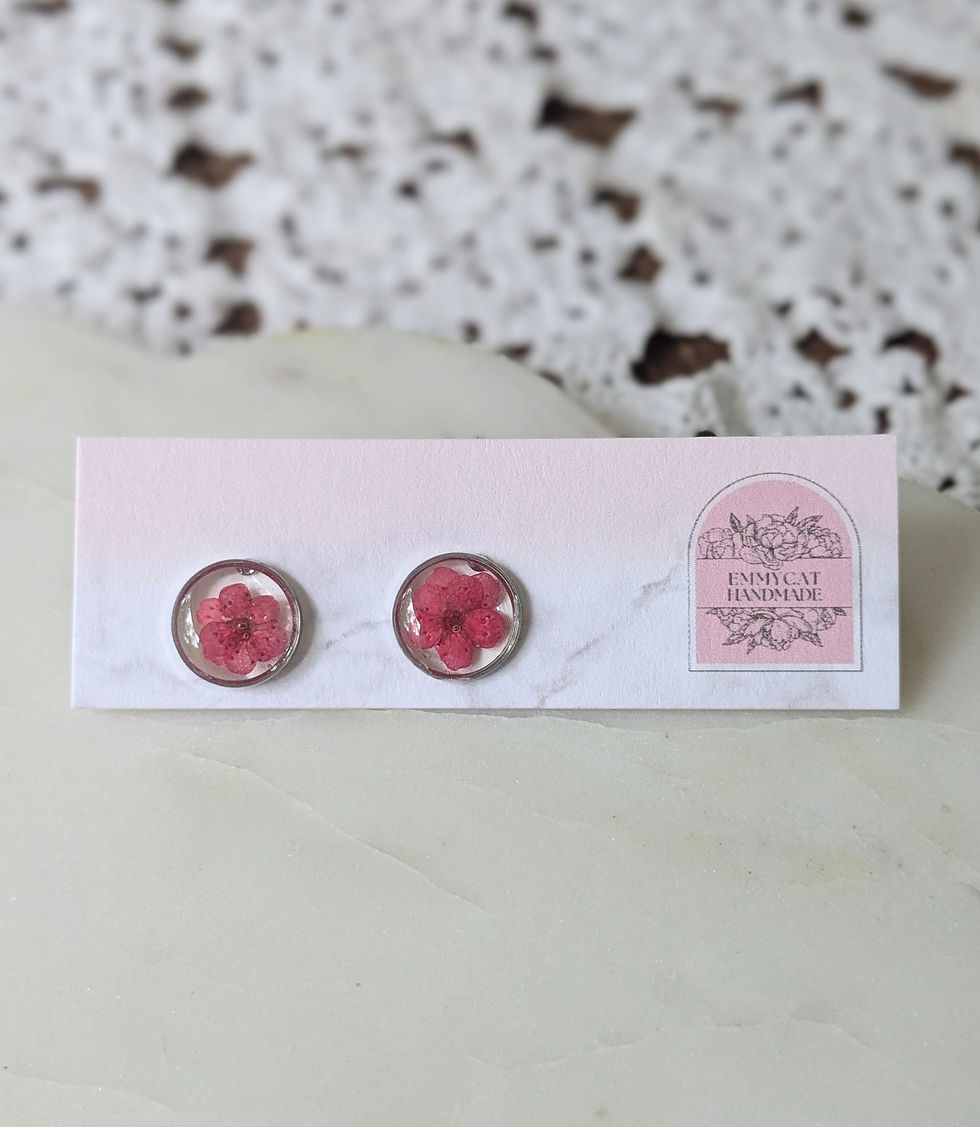 Thumbnail: Silver Circle Pressed Floral Studs 