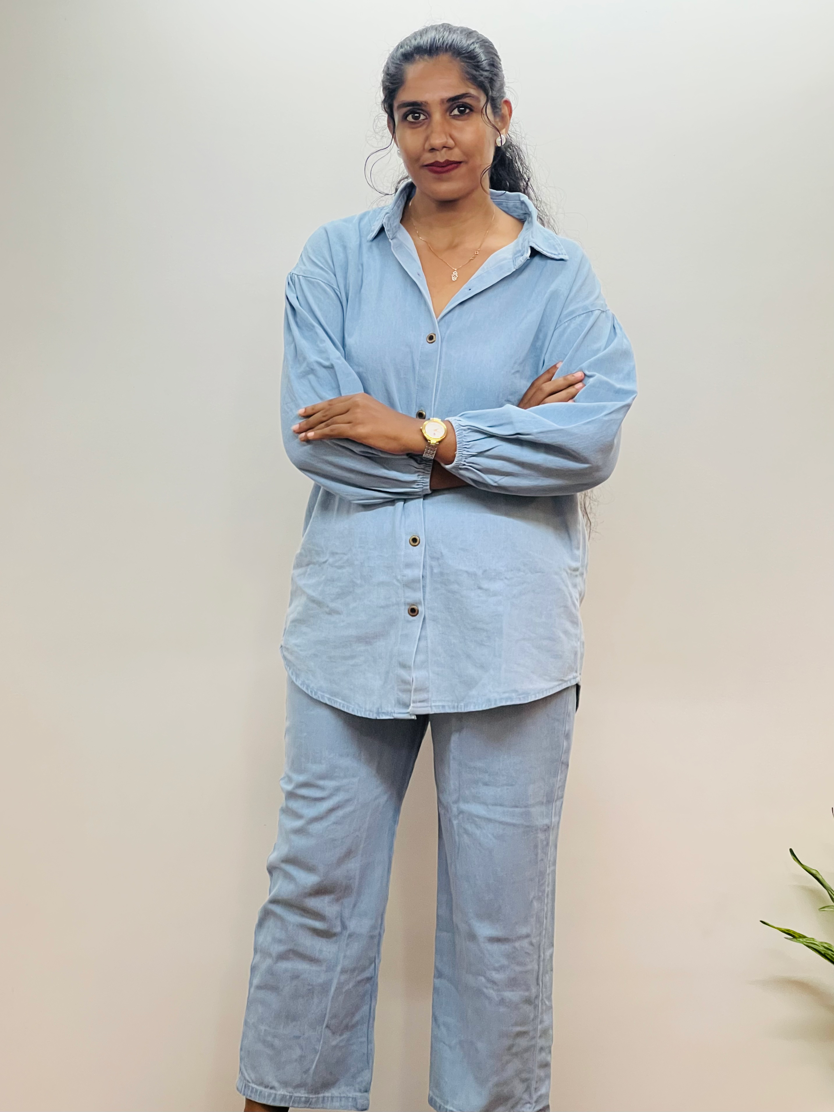 Light Blue Denim Lounge Set