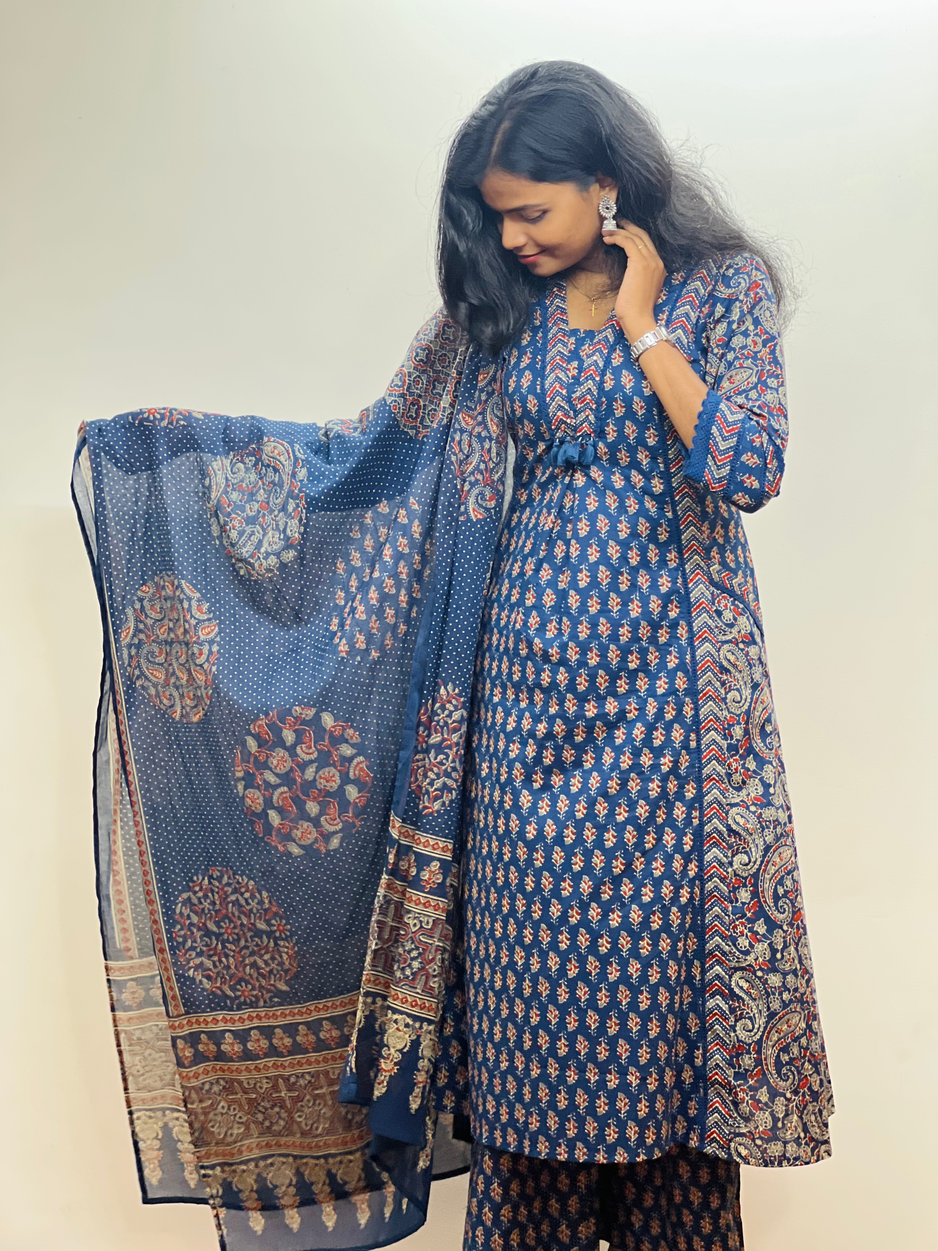 RangVeda Indigo Ethnic Cotton Kurta