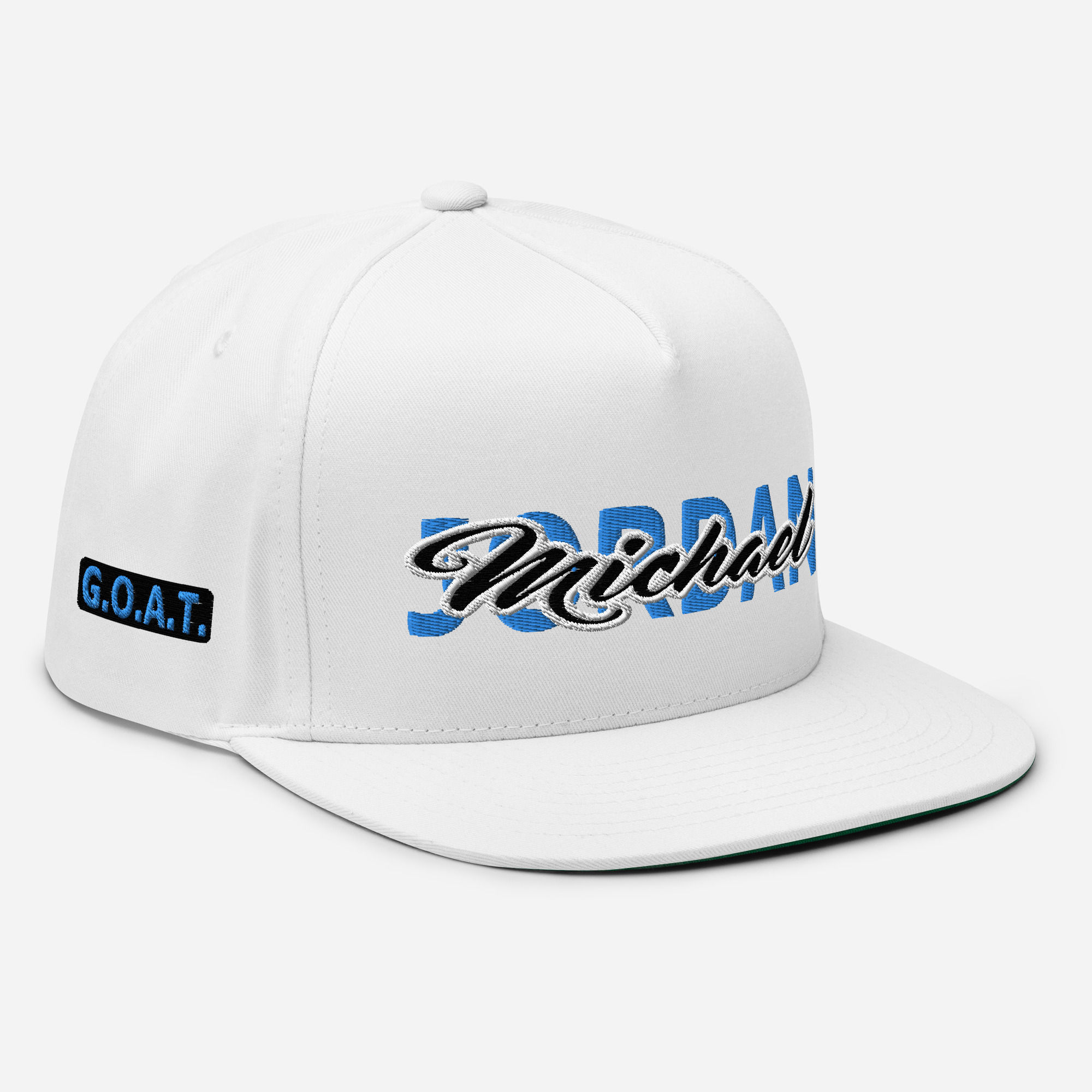 Michael Jordan 23 NC | G.O.A.T. | Flat Bill Cap (White)