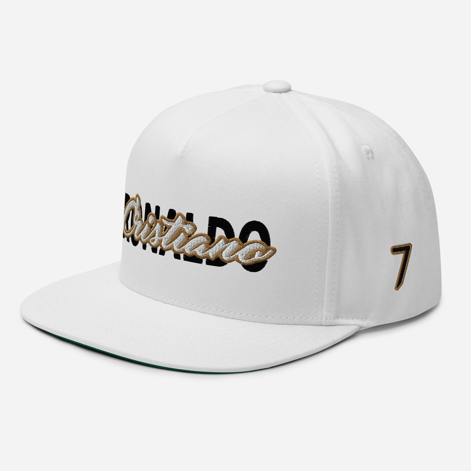 Cristiano Ronaldo 7 JU | G.O.A.T. | Flat Bill Cap (White)