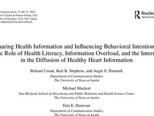Research Topic: The Role of Health Literacy, the Internet, and Overload  in Message Perceptions 