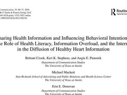 Research Topic: The Role of Health Literacy, the Internet, and Overload  in Message Perceptions 