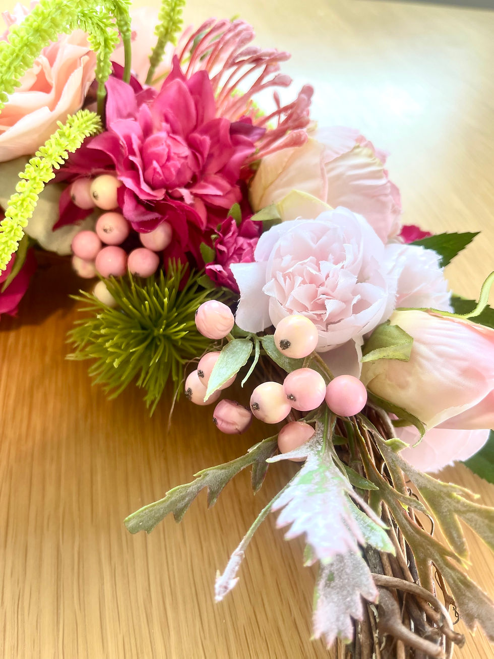 Thumbnail: Willow Wreath with Faux Florals: Pink (30cm)