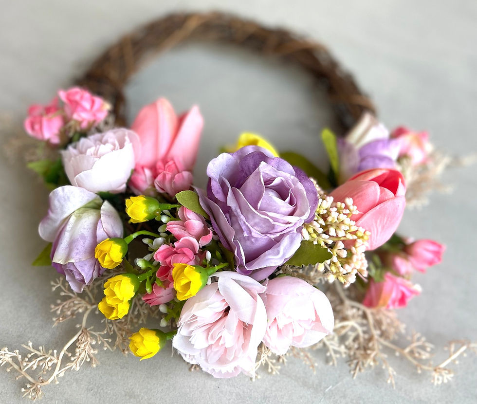 Thumbnail: Willow Wreath with Faux Florals: Brights (15cm)
