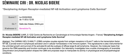 Event: Seminar from Nicolas Bidere