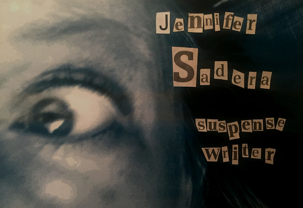 Jennifer Sadera suspense novel cover with scared face
