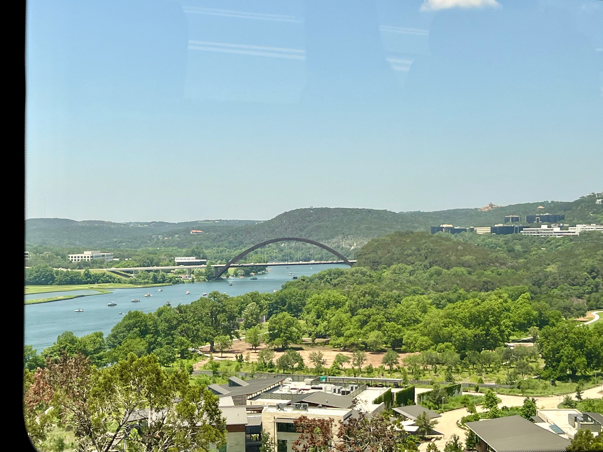 View of Lake Austin with the Pennybacker Bridge in the distance