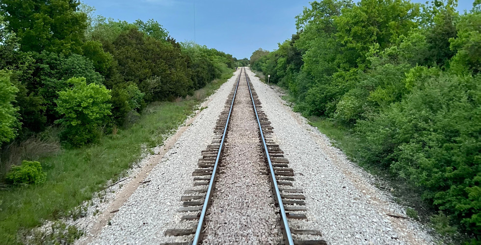 View of the railroad tracks from the caboose