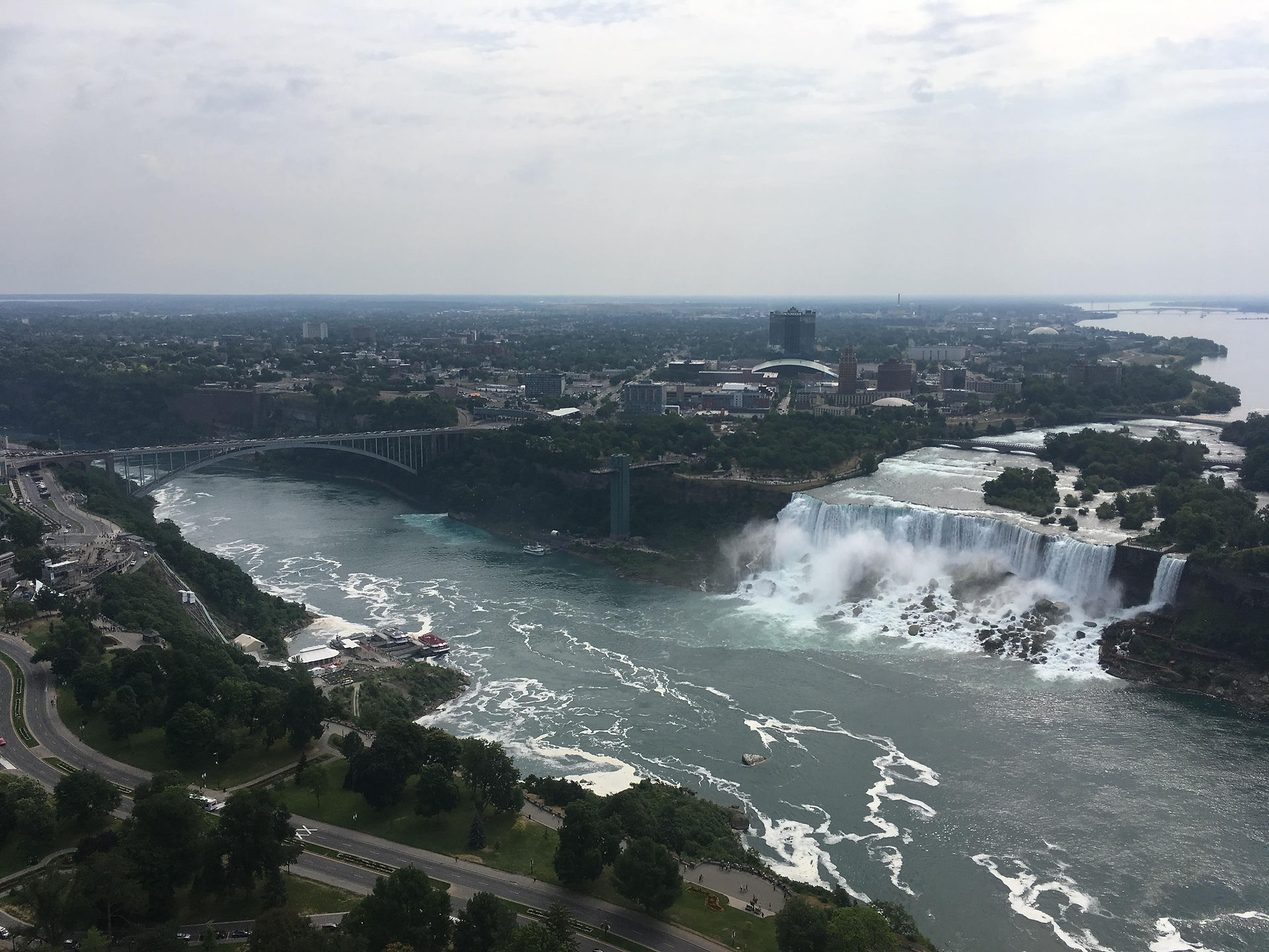 Skylon Tower Views of Niagara Falls and Buffalo, New York from Canada.