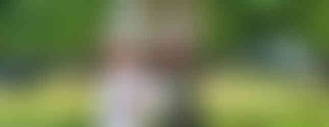 Falls Incline Plaza at Niagara Parks surrounded by lush and vibrant green foliage. Kimi's grandma and mom are standing in front and the image looks a lot like a postcard.