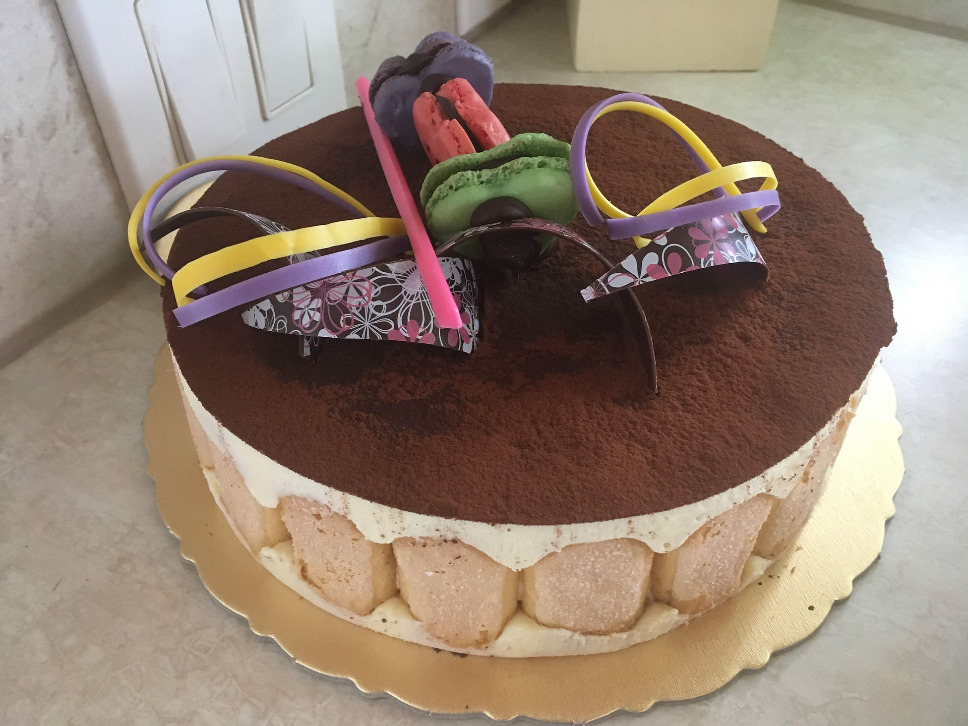 Thanksgiving 2018 Dessert - chocolate and coffee flavored cake with ladyfingers