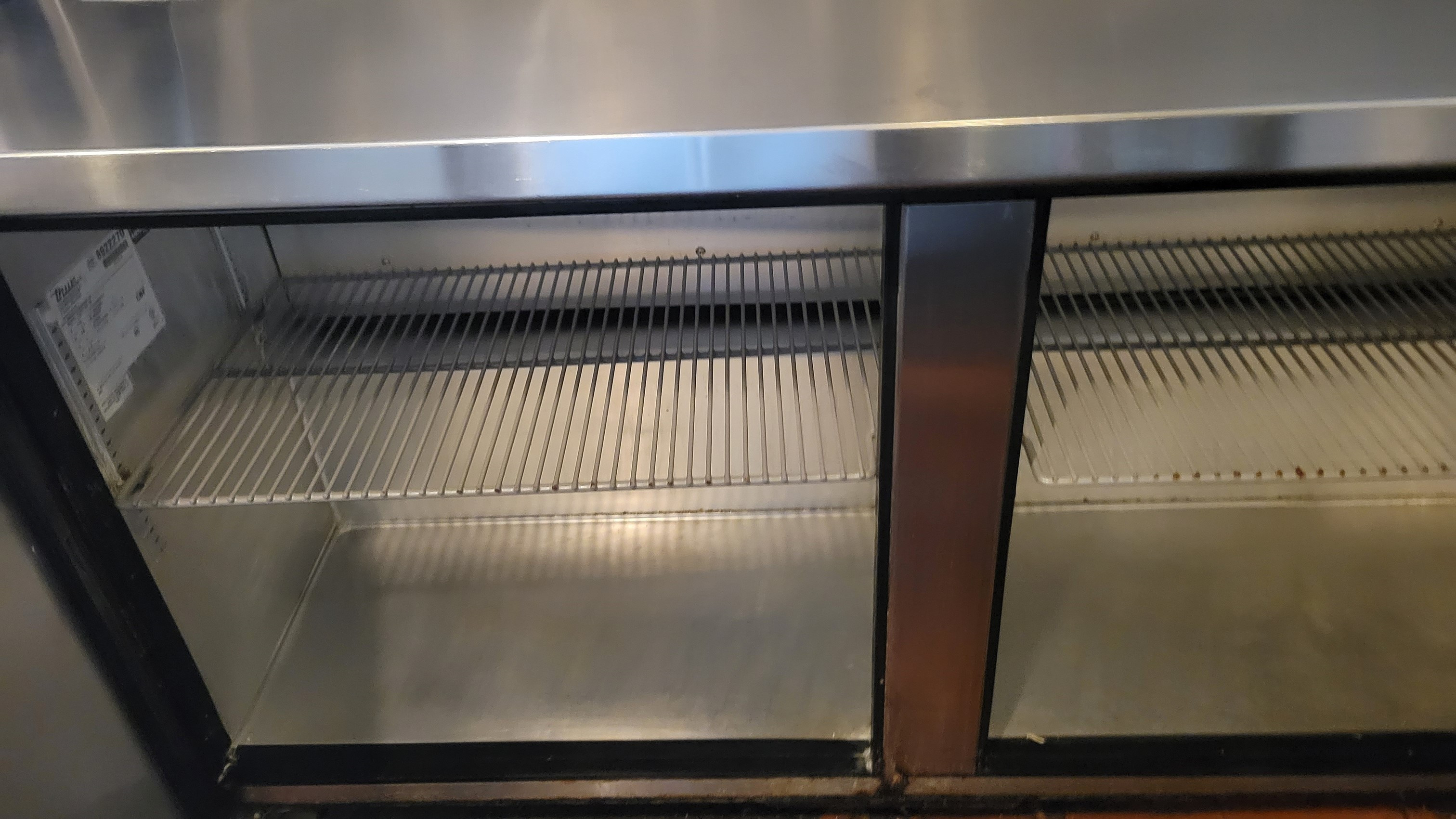 Stainless Steel Deli Fridge Unit with 2 Overhead Shelves