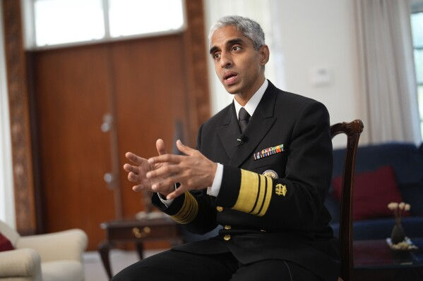 US Surgeon General Vivek Murthy speaking the dangers of social media platforms on children's minds. Source: AP News