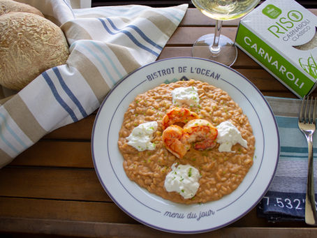 Risotto alla crema di gamberi con burrata e scorza di lime