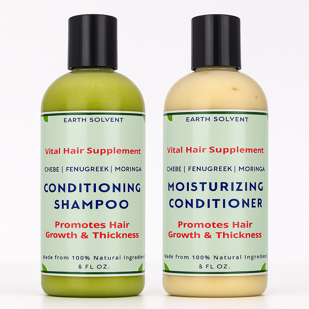 Earth Solvent Vital Hair Supplement: Conditioning Shampoo and Moisturizing Conditioner promote hair growth and thickness
