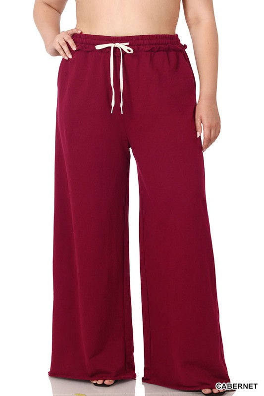 Plus Terry Drawstring Waist Hem Pants