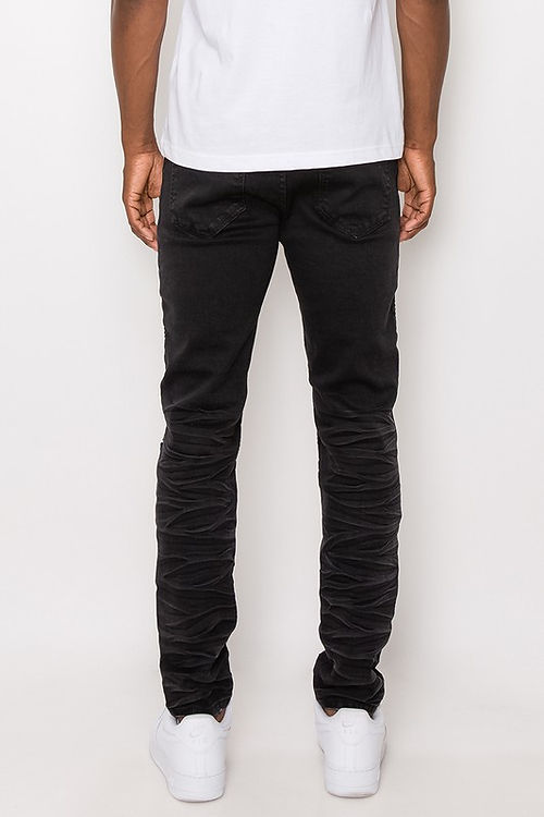 Men Creased Biker Denim Jeans